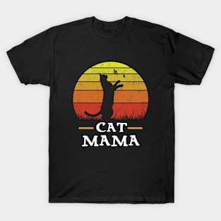 Cat Mama Vintage sunset Mother's day Gifts T-Shirt